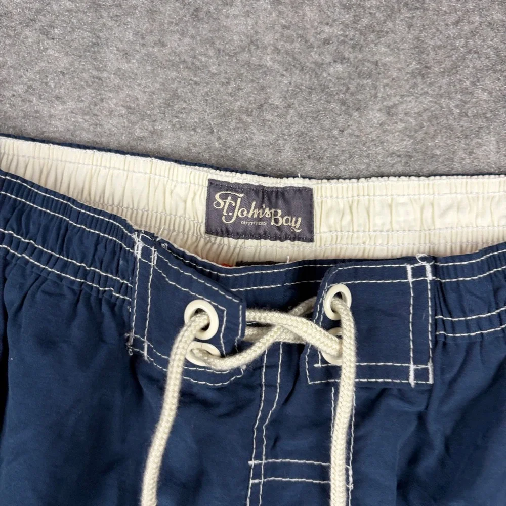 NEW St Johns Bay Swim Trunks Mens Large Blue Herald Cargo Board Shorts